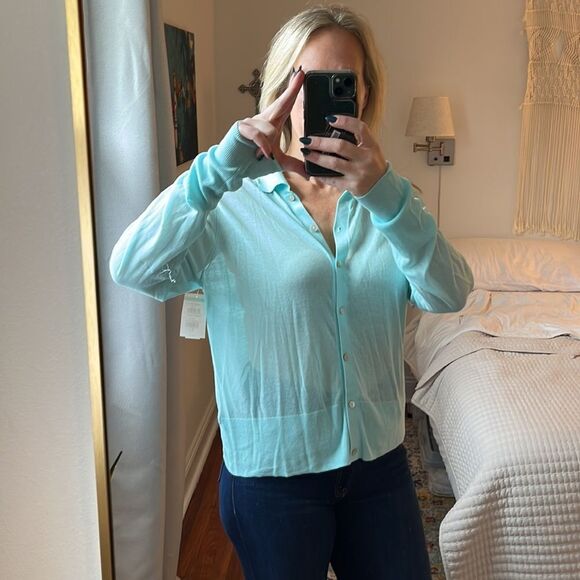 Vince Shirt‎ Womens XL Blue Collared Slim Fit Button Front Cotton Top - Picture 2 of 9